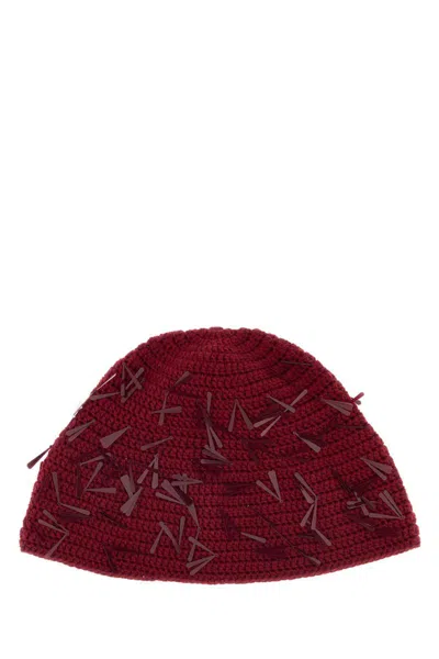 Alanui Tiziano Red Wool Blend Sunset On Manhattan Beanie Hat In Burgundy