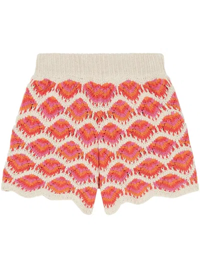 Alanui Hawa Mahal Crochet-knit Shorts In Rosa