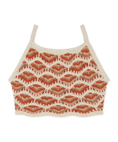 Alanui Hawa Mahal Crochet-knit Top In Nude
