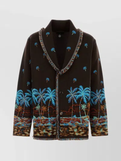 ALANUI HAWAIIAN EMBROIDERED WOOL CARDIGAN TALE