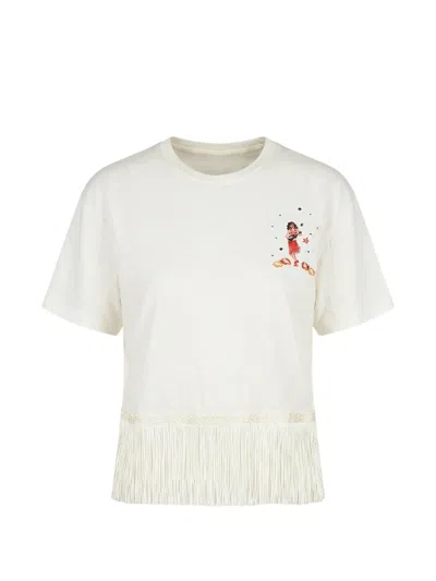 Alanui Hawaiian Fringe-trimmed T-shirt In White