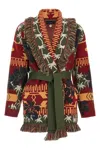 Alanui 'hibiscus Bloom' Long Belted Cardigan With Fringed Trim In Multi