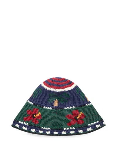 Alanui Hibiscus Bloom Crochet-knit Bucket Hat In Multi