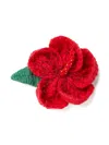 Alanui Hibiscus Embroidered Brooch In Red