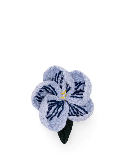 Alanui `hibiscus Embroidered` Brooch In Blue