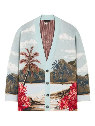 Alanui Hidden Bay Tropical-print Cardigan In Multi