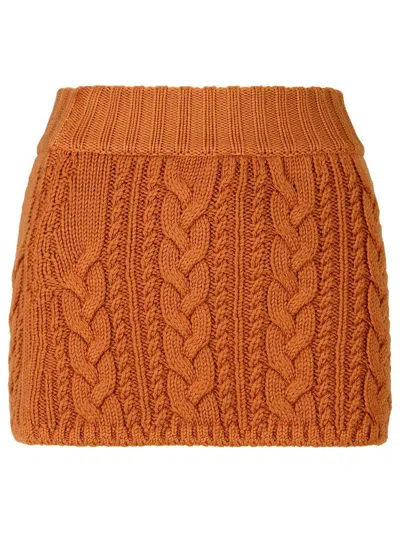 Alanui Cable-knit Mid-rise Skirt In Brown
