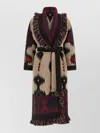 Alanui Icon Belted Coat Fringe Warm Design In Burgundy