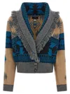Alanui Shawl Collar Knit Cardigan With Fringe In Multi
