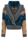 Alanui Shawl Collar Knit Cardigan With Fringe In Multi