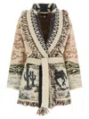 Alanui Sunset Riders Cardigan Knitwear Beige In Multi