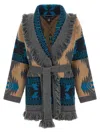 Alanui Shawl Collar Knit Cardigan With Fringe In Multi