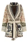 Alanui Sunset Riders Cardigan Knitwear Beige In Multi