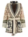 Alanui Sunset Riders Cardigan Knitwear Beige In Multi