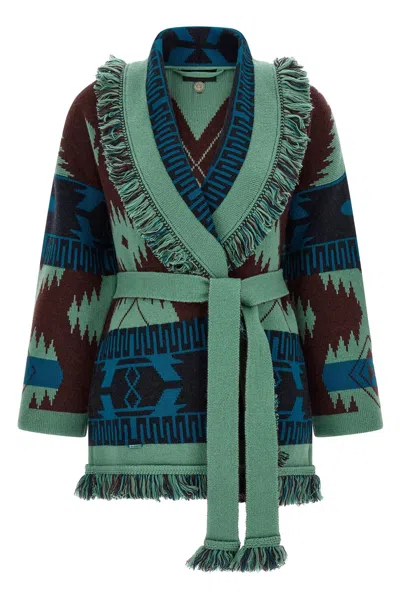 Alanui Icon Cardigan Belted Waist Fringe Open In Multi
