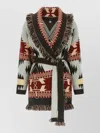 Alanui Icon Cardigan Shawl Collar Belted Fringe In Multi