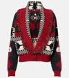 Alanui Icon Intarsia Wool And Cashmere Cardigan In Brown