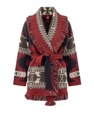 Alanui Icon Jacquard Belted Cardigan In Multi