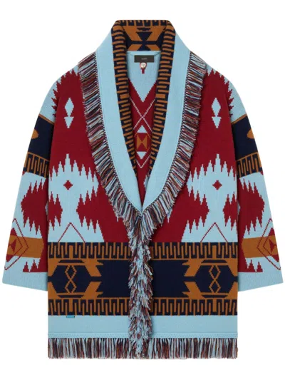 Alanui Icon Jacquard Cardigan In Blau