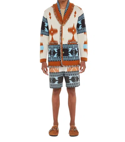 Alanui Icon Jacquard Cardigan In Chalk/pecan In Multi