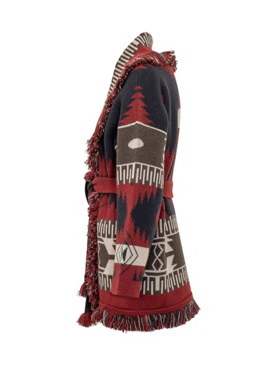 Alanui Icon Jacquard Cardigan In Navy Blue