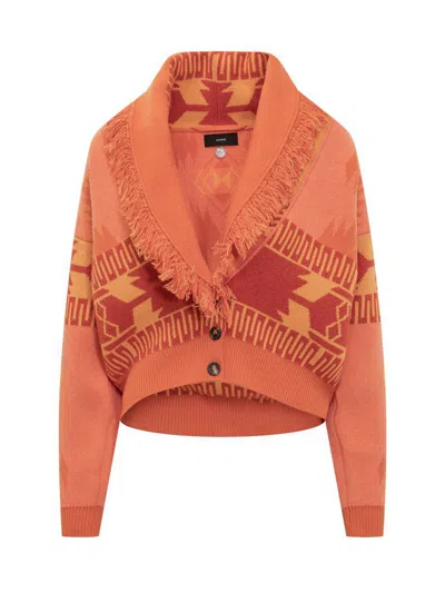 Alanui Icon Jacquard Cardigan In Orange