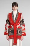 Alanui Icon Jacquard Cardigan In Red