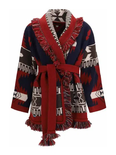 Alanui Icon Jacquard Cardigan In Red