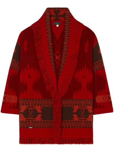 Alanui Cardigan Mit Jacquardmuster In Red/fire