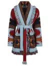Alanui Jacquard Cashmere Cardigan With Two-tone Belt In Multi