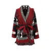 Alanui Cardigan Icon Jacquard Ruby/carbone In Red