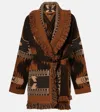 Alanui Icon Jacquard Fringe Belted Cashmere Cardigan In Multicolor