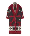 Alanui Jacquard Wool Long Cardigan With Belted Waist In Multi