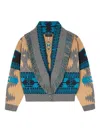 Alanui Icon Jacquard Fringe Bomber Jacket In Brown