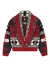 Alanui Icon Jacquard Fringe Cardigan In Multi