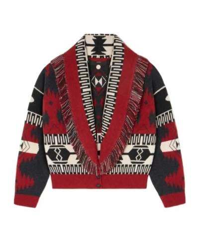 ALANUI ICON JACQUARD FRINGE CARDIGAN