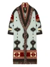 Alanui Icon Jacquard Fringed Cardi-coat In Blue