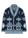Alanui Icon Jacquard Fringed Cardigan In Blue