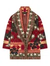 Alanui Icon Jacquard Fringed Cardigan In Red