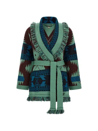 Alanui Icon Cardigan Belted Waist Fringe Open In Multi