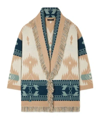 ALANUI ICON JACQUARD FRINGED CARDIGAN