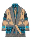 Alanui Shawl Collar Knit Cardigan With Fringe In Multi