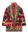Alanui Icon Jacquard Fringed Cardigan In Red