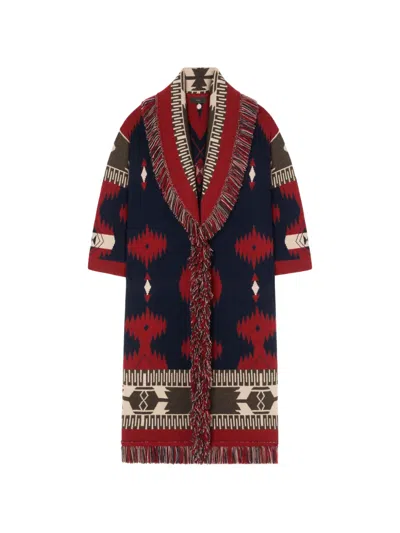 Alanui Icon Jacquard Fringed Coat In Multi