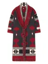 Alanui Jacquard Wool Long Cardigan With Belted Waist In White