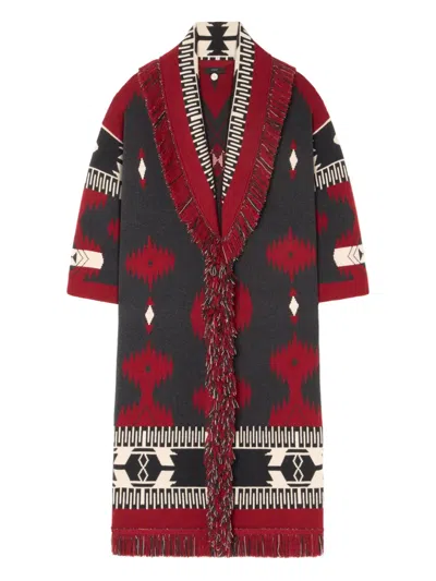 Alanui Icon Jacquard Fringed Coat In White