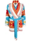 Alanui Icon Jacquard-knit Cardigan In Blau