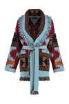 Alanui Jacquard Cashmere Cardigan With Two-tone Belt In Multi