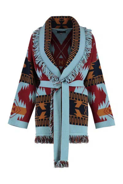 Alanui Icon Jacquard Knit Cardigan In Multicolor