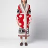 Alanui Icon Jacquard Knit Belted Longline Cardigan In Red